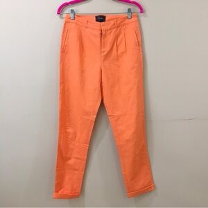 Buckley Tailors dress pants trouser Orange Linen Tapered pleated Size 0